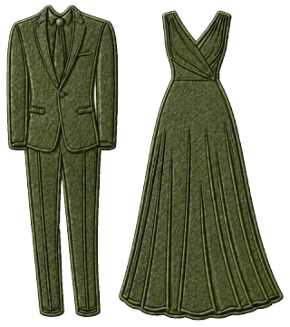 Esmoquin y vestido largo
